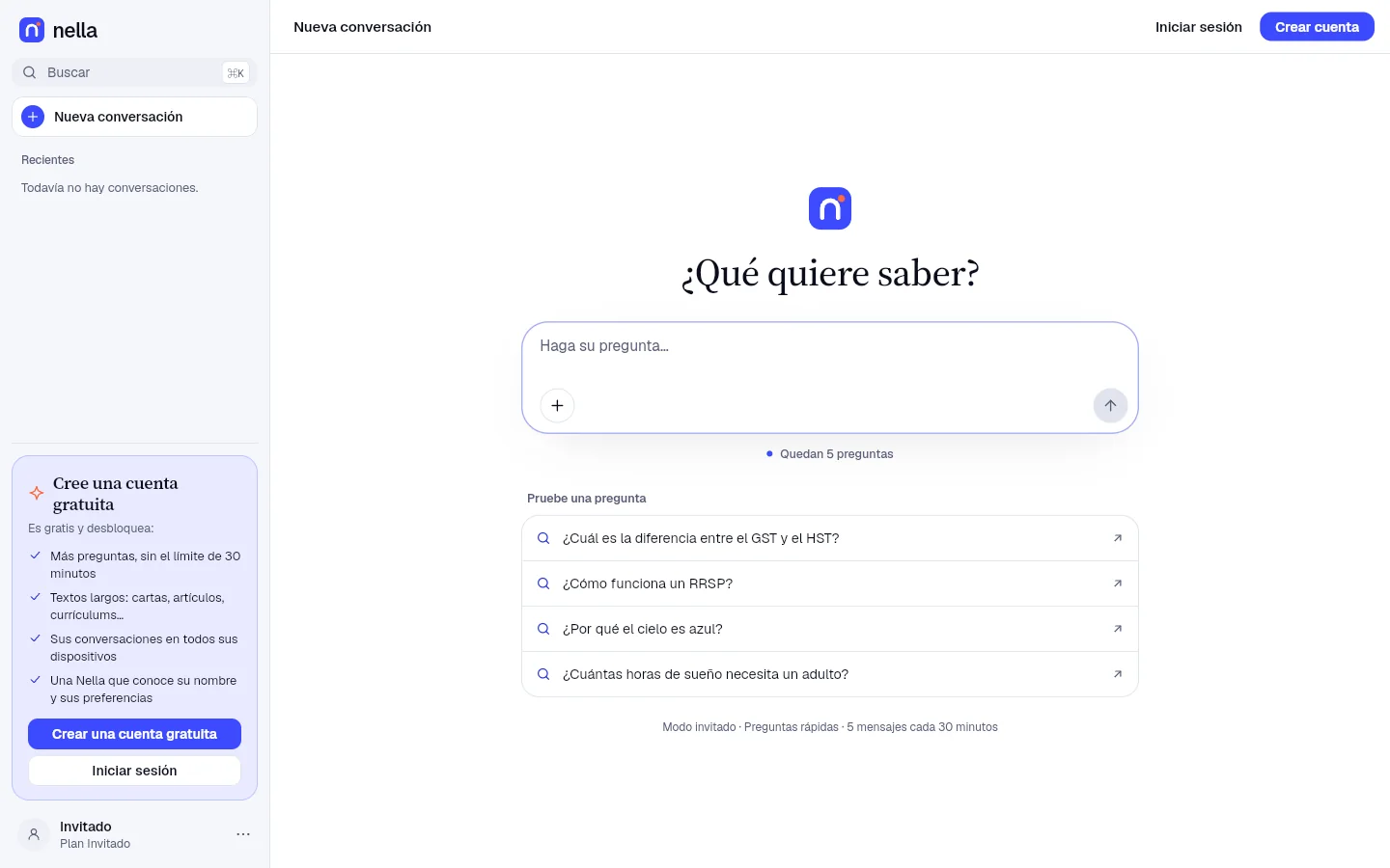 Nella para Mac: una nueva conversación, con la lista de conversaciones al lado.